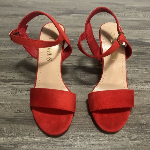 Dream Pairs Shoes Dream Pairs Womens Hichunk Red Suede High Heel Pump Sandals Size 55 Poshmark
